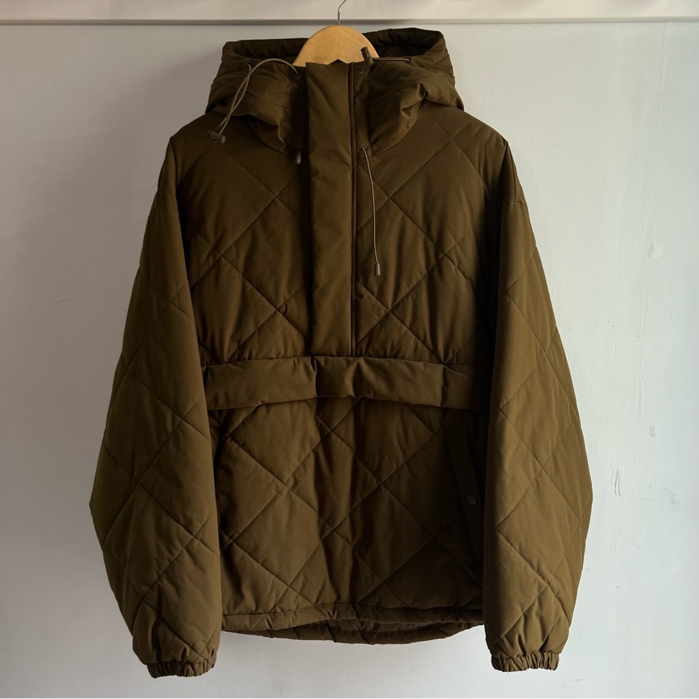 Men's Quilted Hooded Jacket in Olive - Unbranded